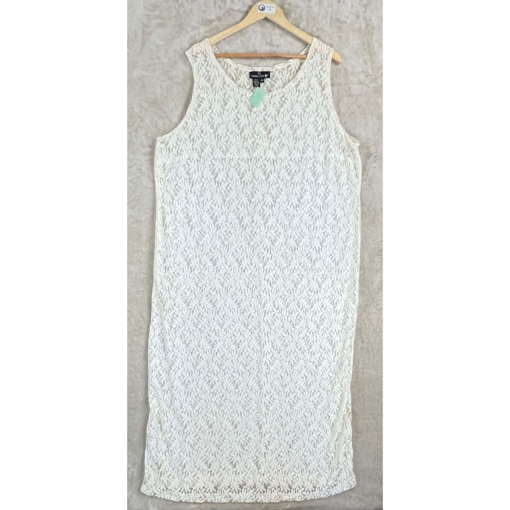 Carole Little Women White Floral Lace Sleeveless Maxi Dress USA Made Plus Sz 2X